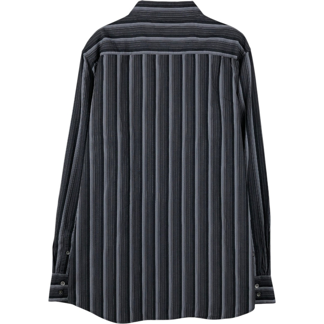 2000'S Calvin Klein Multi-stripe Long-Sleeve Cotton Stripe Shirt, Men's Size L (approx.) cotton Charcoal Vintage Second Hand
