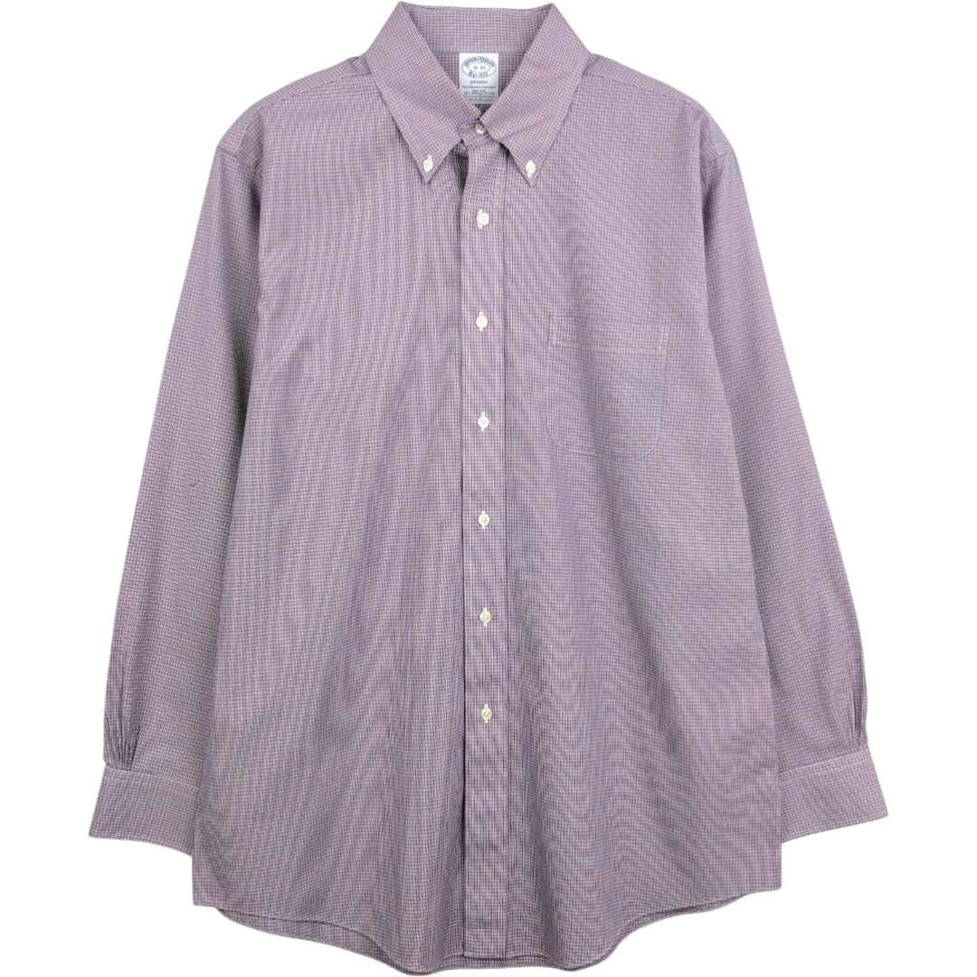 Brooks Brothers Est.1818 REGENT Long Sleeve Button-Down Check Shirt, Men's Size L Supima Cotton purple type Vintage Second Hand