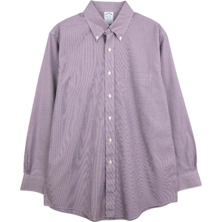 Brooks Brothers Est.1818 REGENT Long Sleeve Button-Down Check Shirt, Men's Size L Supima Cotton purple type Vintage Second Hand