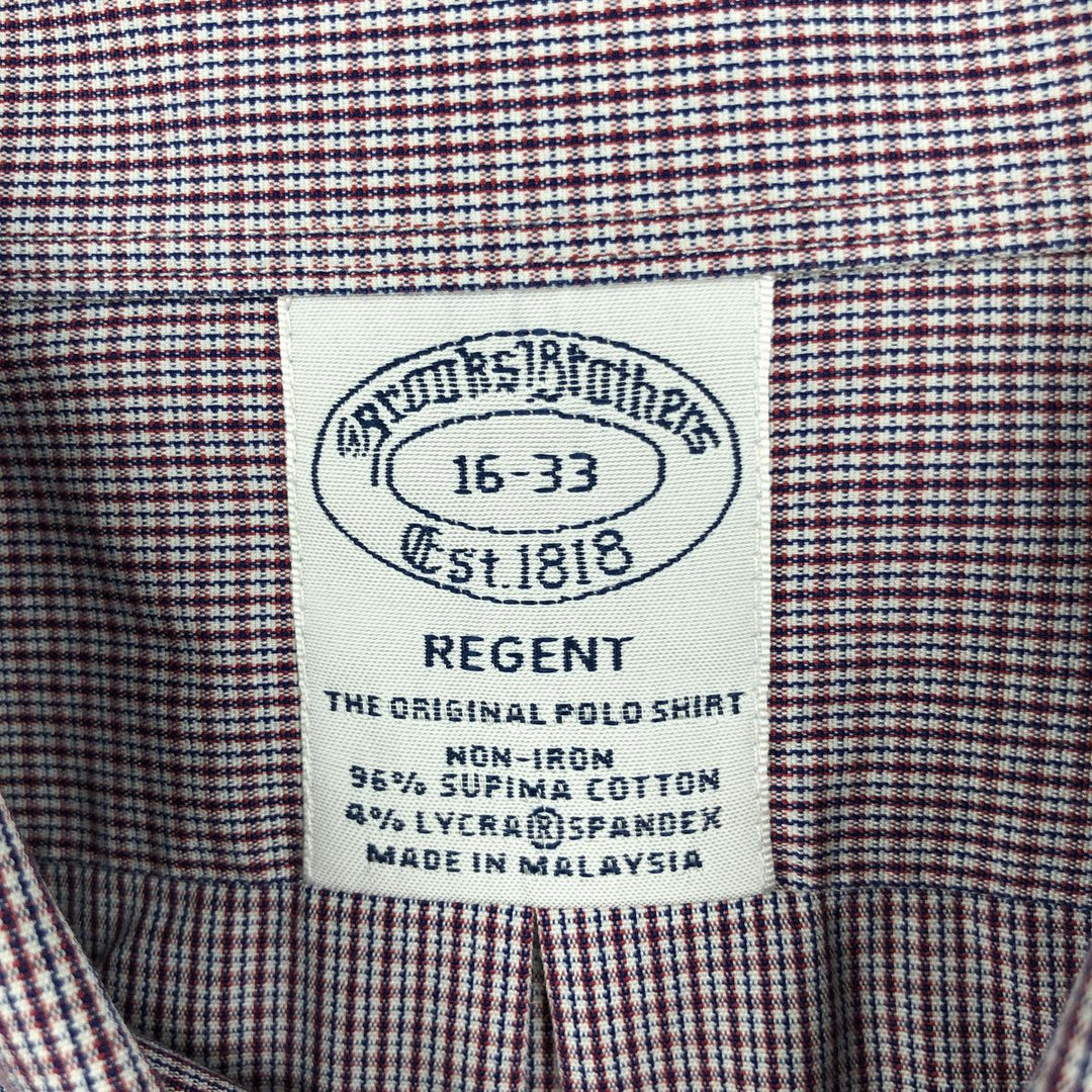 Brooks Brothers Est.1818 REGENT Long Sleeve Button-Down Check Shirt, Men's Size L Supima Cotton purple type Vintage Second Hand