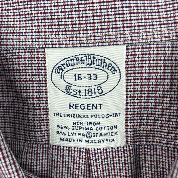 Brooks Brothers Est.1818 REGENT Long Sleeve Button-Down Check Shirt, Men's Size L Supima Cotton purple type Vintage Second Hand