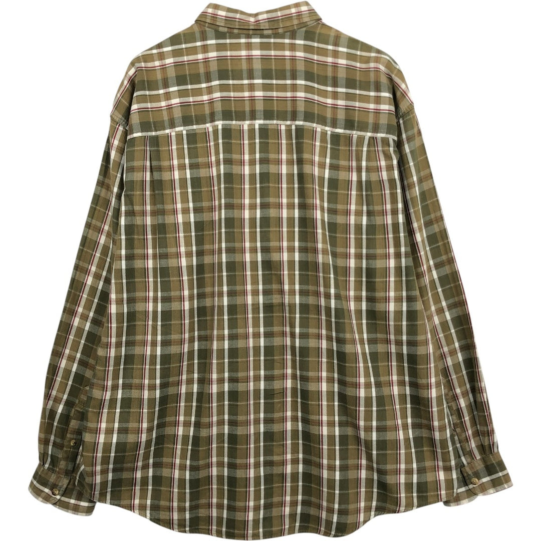 Eddie Bauer Long Sleeve Button-Down Check Shirt, Men's XL cotton Khaki type Vintage Second Hand