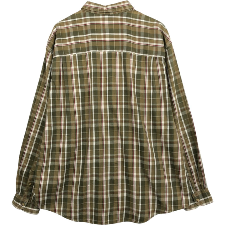 Eddie Bauer Long Sleeve Button-Down Check Shirt, Men's XL cotton Khaki type Vintage Second Hand