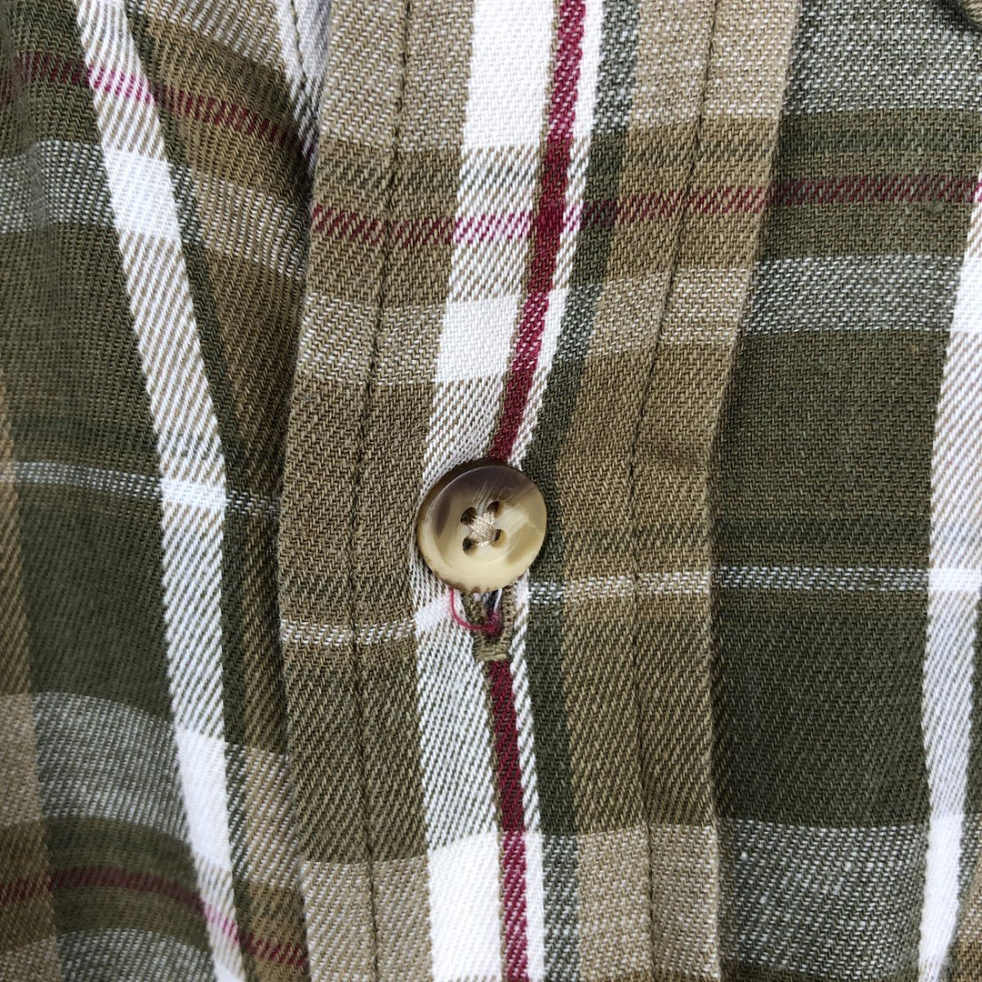 Eddie Bauer Long Sleeve Button-Down Check Shirt, Men's XL cotton Khaki type Vintage Second Hand