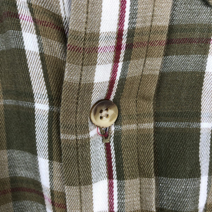 Eddie Bauer Long Sleeve Button-Down Check Shirt, Men's XL cotton Khaki type Vintage Second Hand