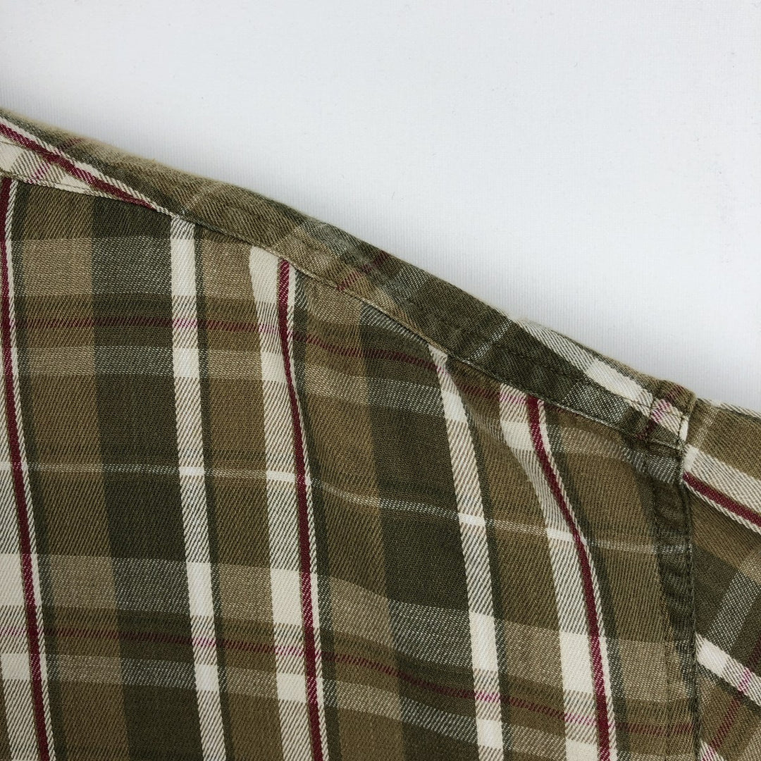 Eddie Bauer Long Sleeve Button-Down Check Shirt, Men's XL cotton Khaki type Vintage Second Hand