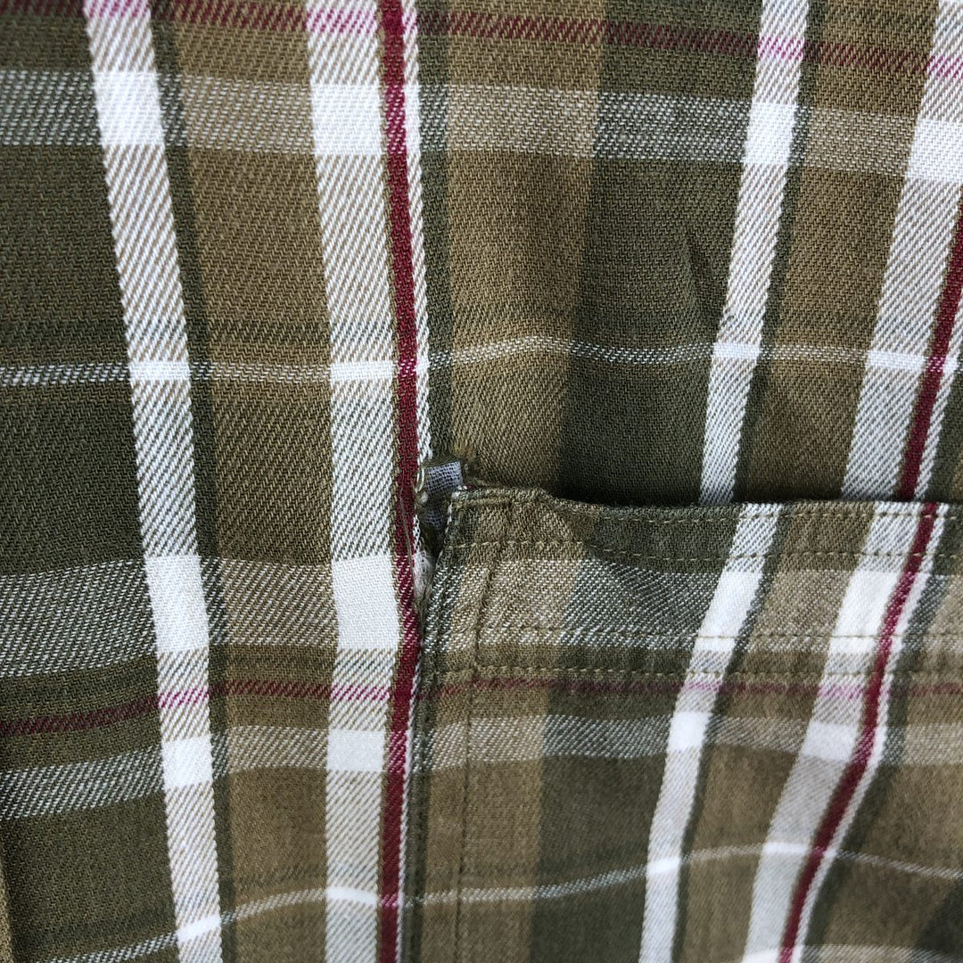 Eddie Bauer Long Sleeve Button-Down Check Shirt, Men's XL cotton Khaki type Vintage Second Hand