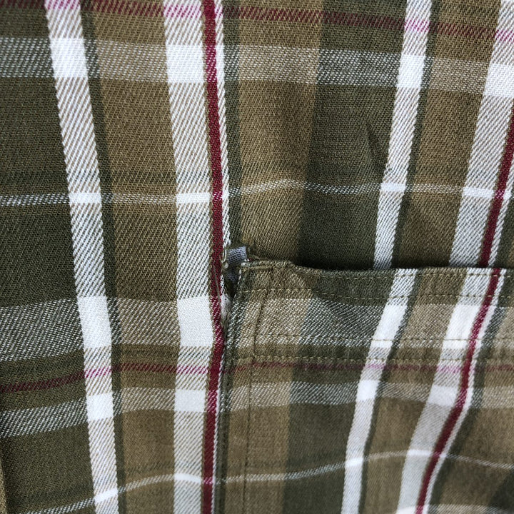Eddie Bauer Long Sleeve Button-Down Check Shirt, Men's XL cotton Khaki type Vintage Second Hand
