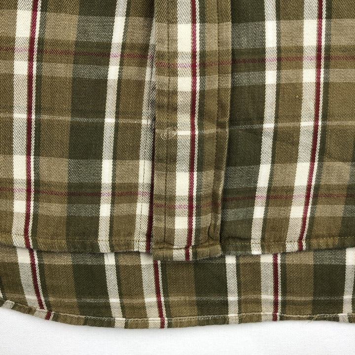 Eddie Bauer Long Sleeve Button-Down Check Shirt, Men's XL cotton Khaki type Vintage Second Hand