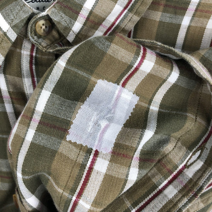 Eddie Bauer Long Sleeve Button-Down Check Shirt, Men's XL cotton Khaki type Vintage Second Hand