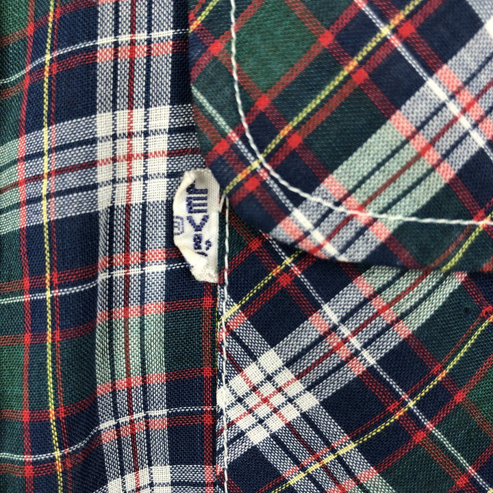 1970'S Levi's Big E Long-Sleeve Check Shirt, Men's Size M (Equivalent), Vintage polyester navy blue type Vintage Second Hand