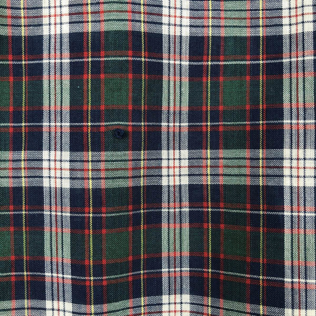 1970'S Levi's Big E Long-Sleeve Check Shirt, Men's Size M (Equivalent), Vintage polyester navy blue type Vintage Second Hand