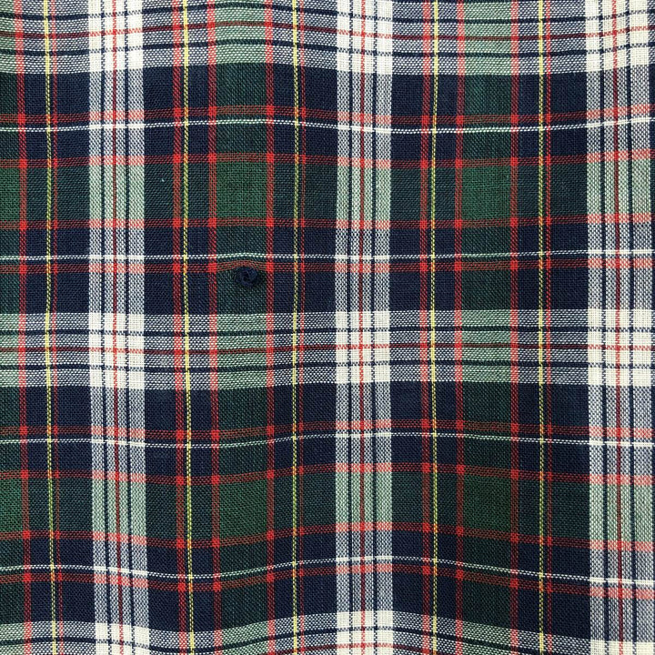 1970'S Levi's Big E Long-Sleeve Check Shirt, Men's Size M (Equivalent), Vintage polyester navy blue type Vintage Second Hand