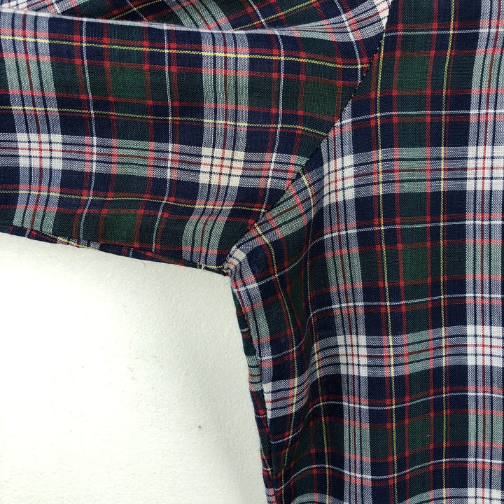 1970'S Levi's Big E Long-Sleeve Check Shirt, Men's Size M (Equivalent), Vintage polyester navy blue type Vintage Second Hand