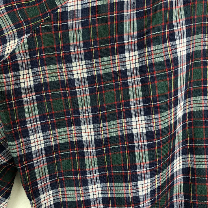 1970'S Levi's Big E Long-Sleeve Check Shirt, Men's Size M (Equivalent), Vintage polyester navy blue type Vintage Second Hand