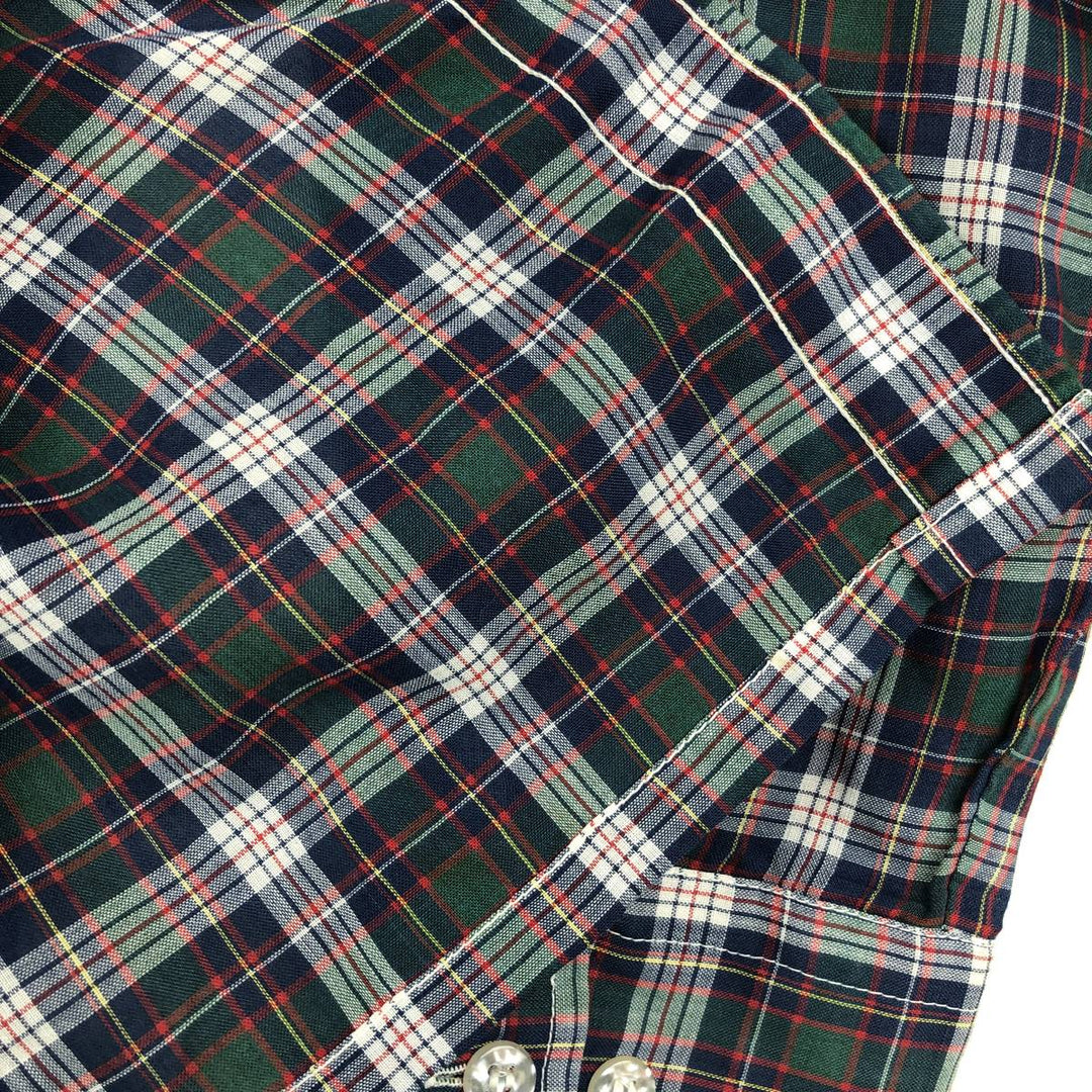 1970'S Levi's Big E Long-Sleeve Check Shirt, Men's Size M (Equivalent), Vintage polyester navy blue type Vintage Second Hand