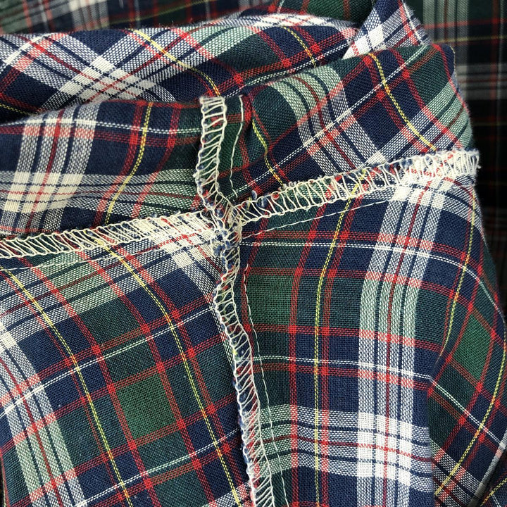 1970'S Levi's Big E Long-Sleeve Check Shirt, Men's Size M (Equivalent), Vintage polyester navy blue type Vintage Second Hand