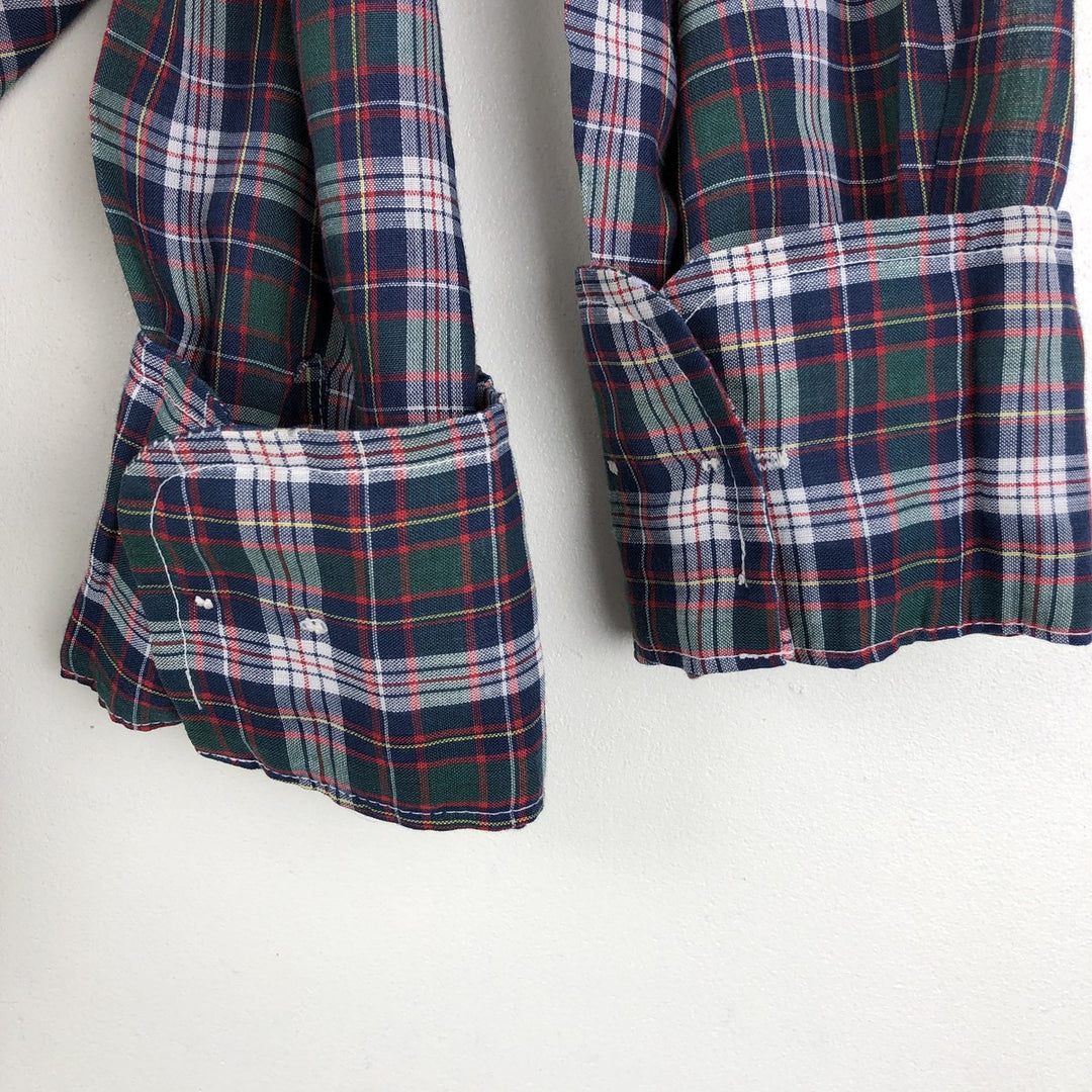 1970'S Levi's Big E Long-Sleeve Check Shirt, Men's Size M (Equivalent), Vintage polyester navy blue type Vintage Second Hand