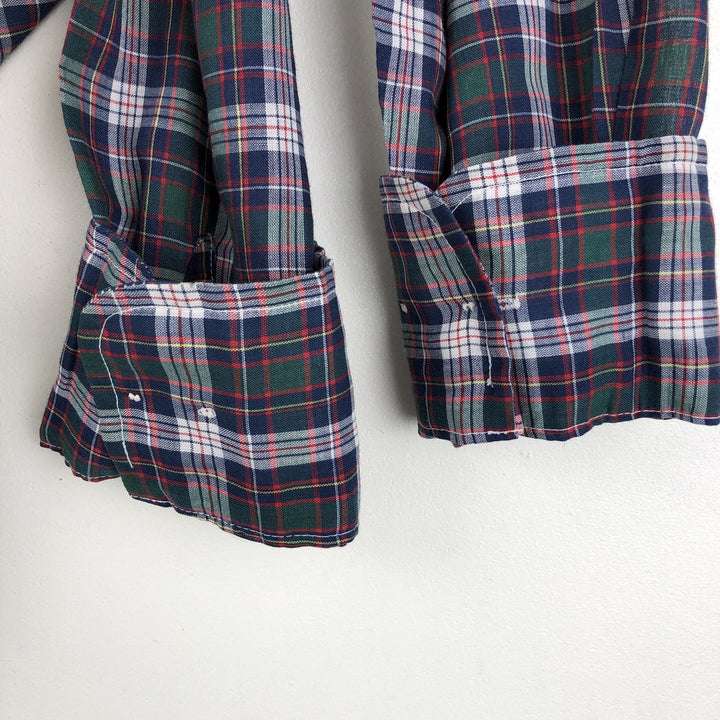 1970'S Levi's Big E Long-Sleeve Check Shirt, Men's Size M (Equivalent), Vintage polyester navy blue type Vintage Second Hand