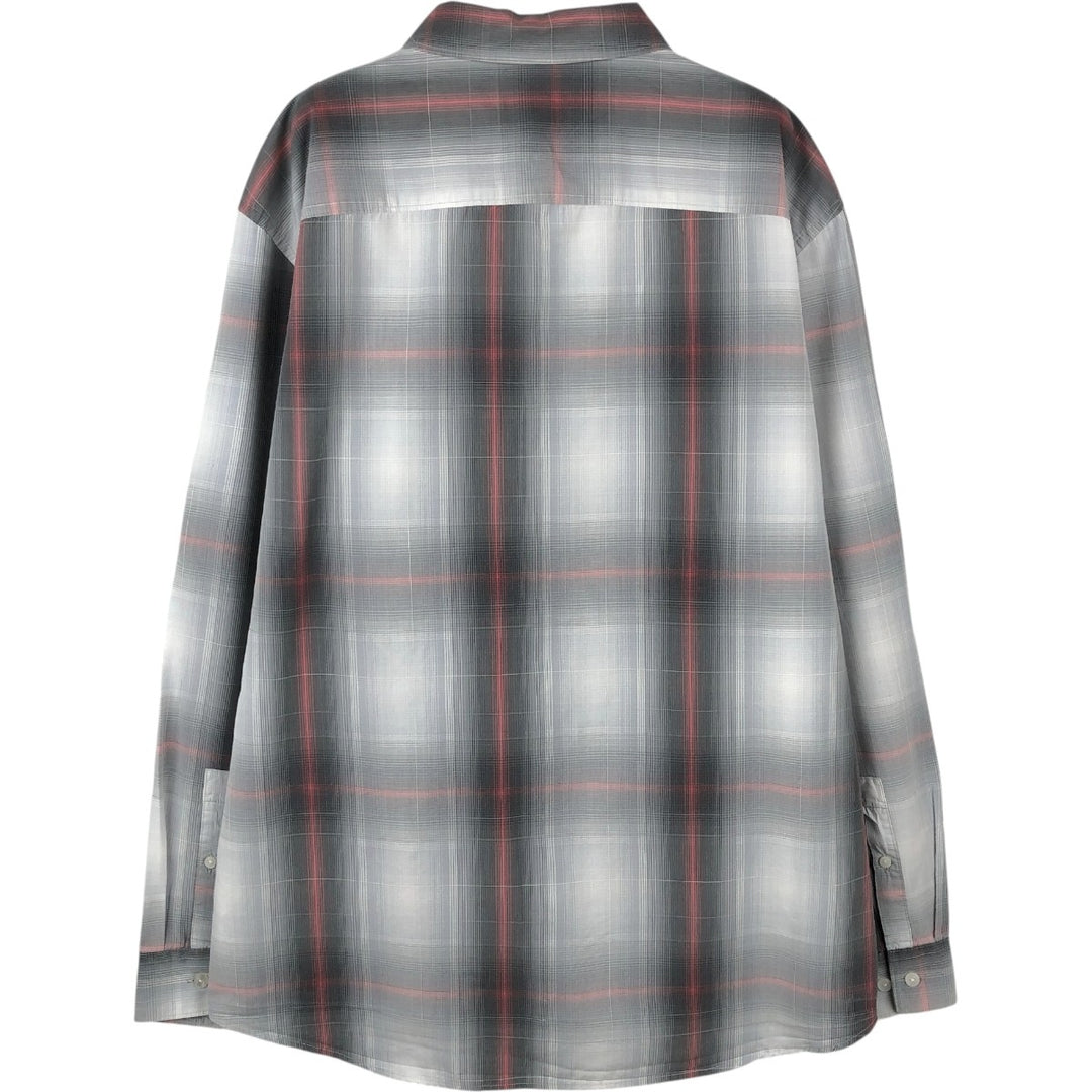 90s-00'S Calvin Klein Ombre Check Long-Sleeve Cotton Check Shirt, Men's Size L (approx.), Vintage cotton gray type Vintage Second Hand