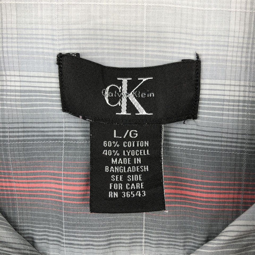 90s-00'S Calvin Klein Ombre Check Long-Sleeve Cotton Check Shirt, Men's Size L (approx.), Vintage cotton gray type Vintage Second Hand