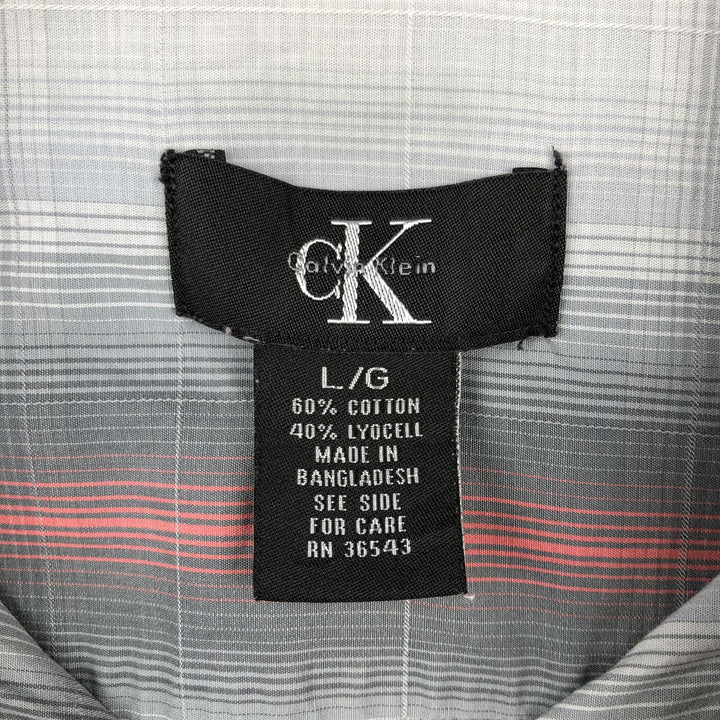 90s-00'S Calvin Klein Ombre Check Long-Sleeve Cotton Check Shirt, Men's Size L (approx.), Vintage cotton gray type Vintage Second Hand