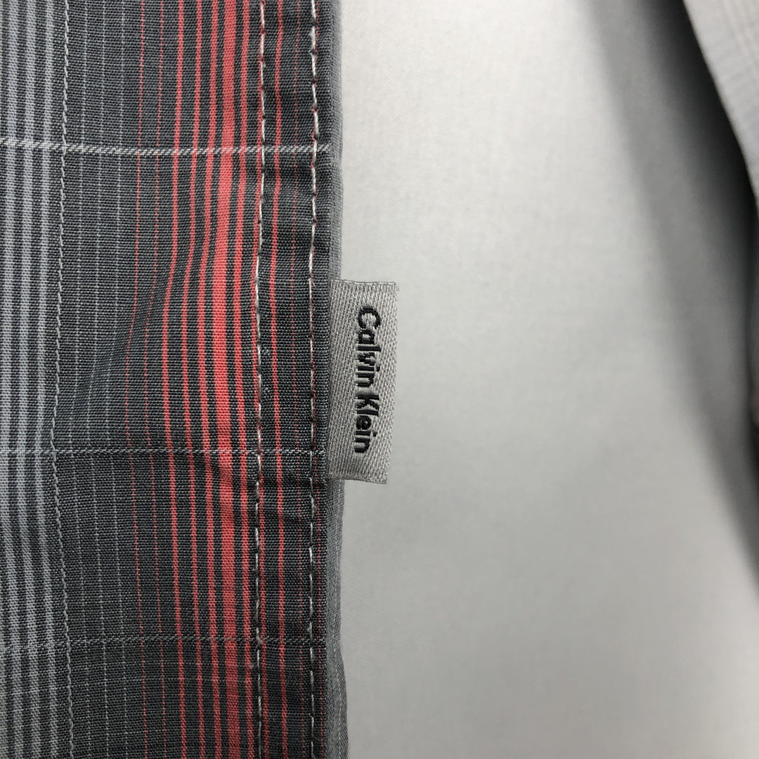 90s-00'S Calvin Klein Ombre Check Long-Sleeve Cotton Check Shirt, Men's Size L (approx.), Vintage cotton gray type Vintage Second Hand
