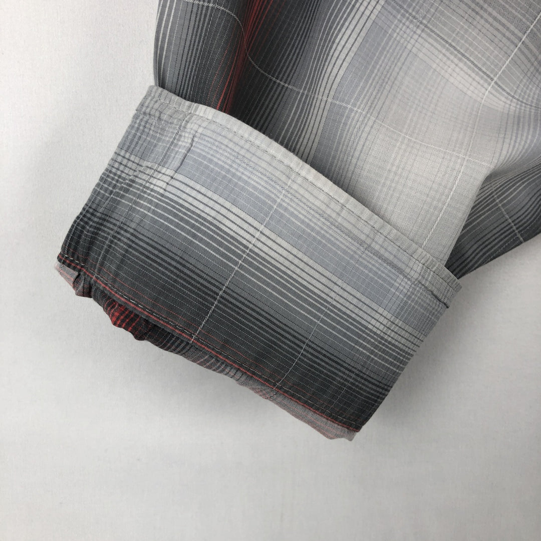 90s-00'S Calvin Klein Ombre Check Long-Sleeve Cotton Check Shirt, Men's Size L (approx.), Vintage cotton gray type Vintage Second Hand