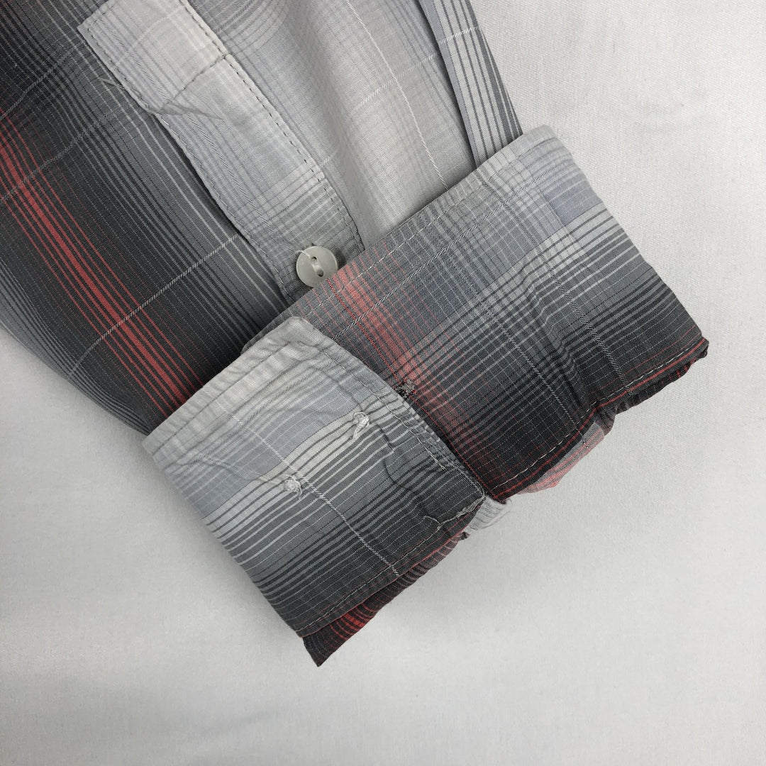 90s-00'S Calvin Klein Ombre Check Long-Sleeve Cotton Check Shirt, Men's Size L (approx.), Vintage cotton gray type Vintage Second Hand