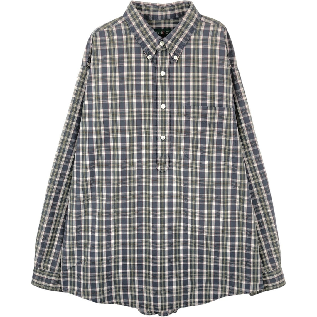 90'S J.Crew long-sleeved button-down check shirt, men's size XL, vintage cotton gray type Vintage Second Hand