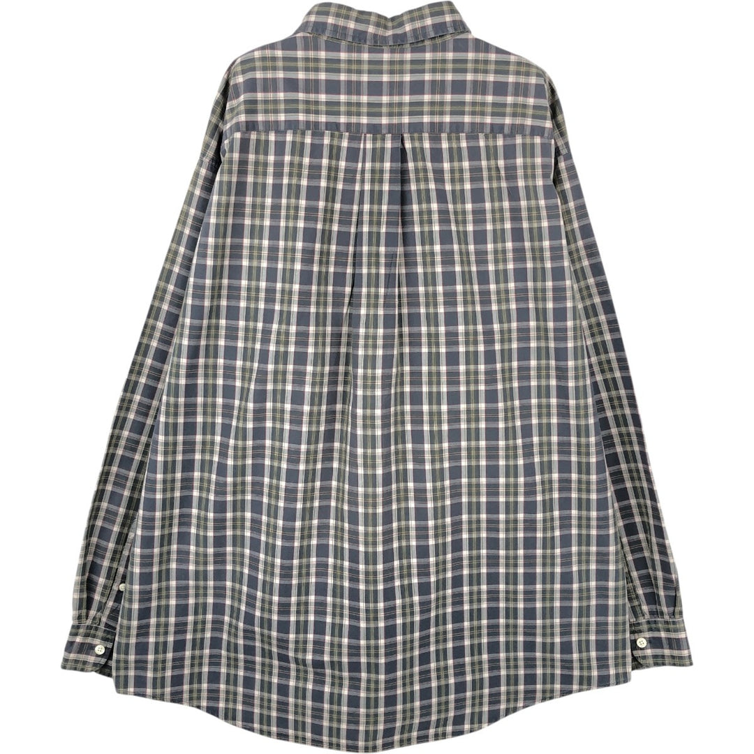 90'S J.Crew long-sleeved button-down check shirt, men's size XL, vintage cotton gray type Vintage Second Hand