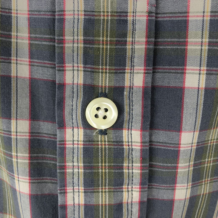90'S J.Crew long-sleeved button-down check shirt, men's size XL, vintage cotton gray type Vintage Second Hand