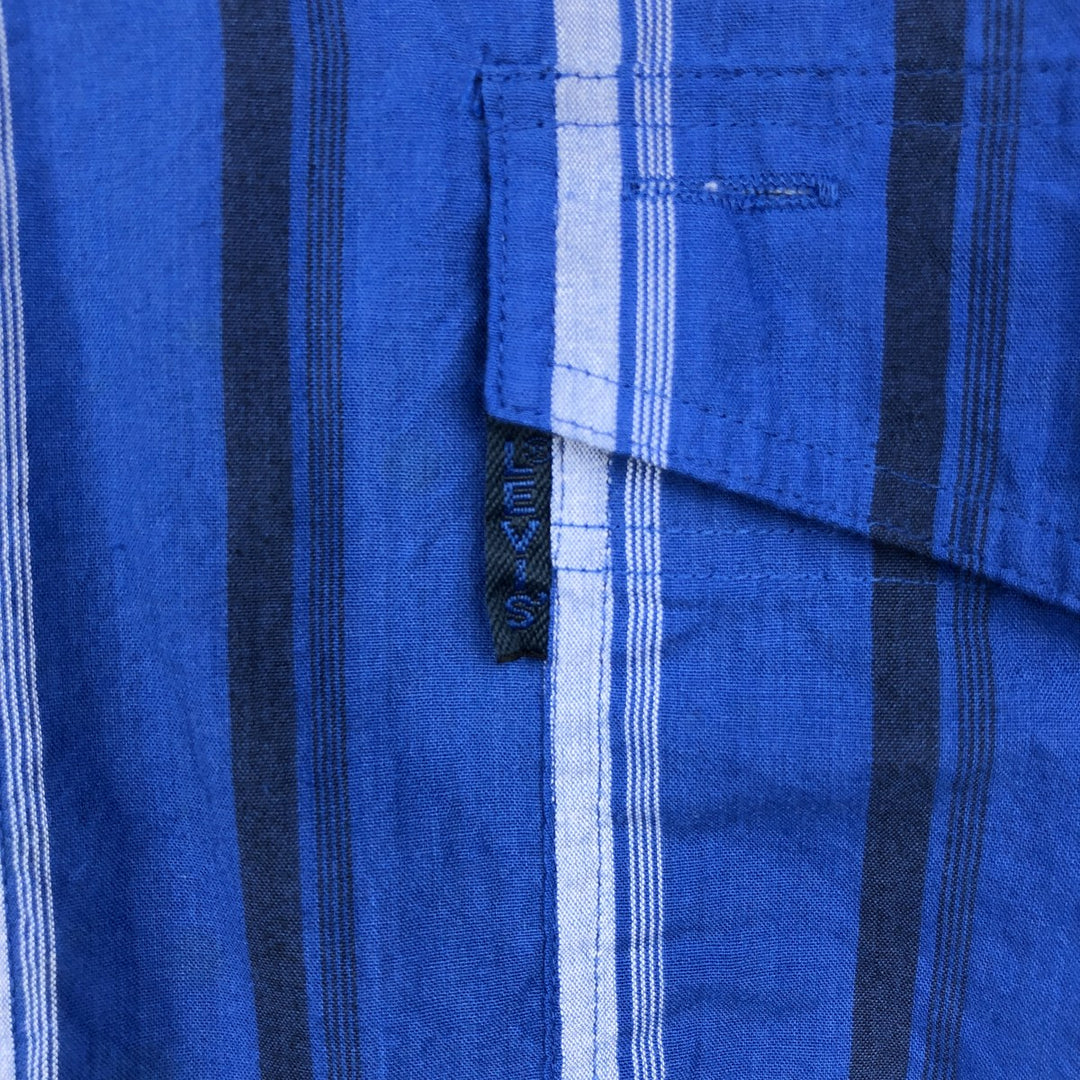 ~90'S Levi's SILVER LABEL Multi-stripe Long-sleeve Button-down Stripe Shirt, Men's XL equivalent, Vintage polyester blue type Vintage Second Hand