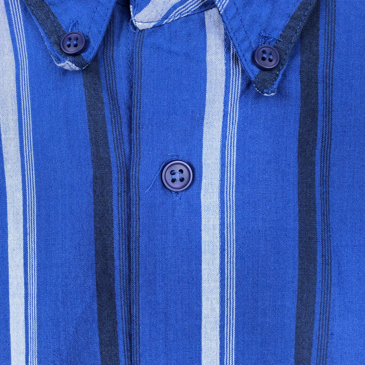 ~90'S Levi's SILVER LABEL Multi-stripe Long-sleeve Button-down Stripe Shirt, Men's XL equivalent, Vintage polyester blue type Vintage Second Hand