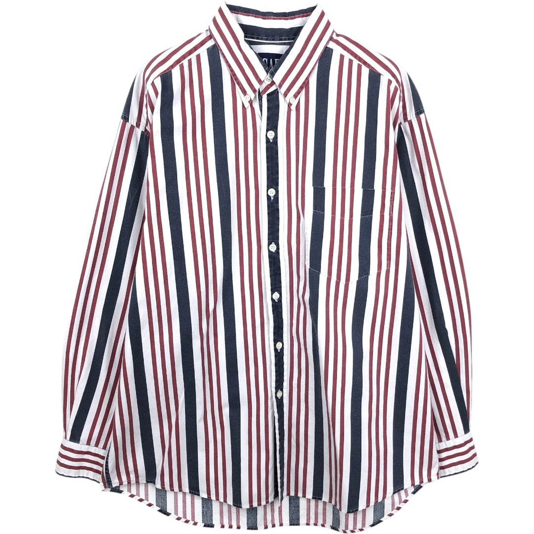 90'S GAP Old Gap Multi-stripe Long-sleeve Button-down Stripe Shirt, Men's Size L (approx.), Vintage cotton red type Vintage Second Hand