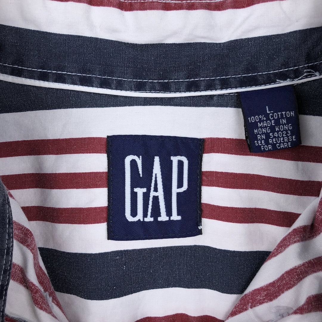 90'S GAP Old Gap Multi-stripe Long-sleeve Button-down Stripe Shirt, Men's Size L (approx.), Vintage cotton red type Vintage Second Hand