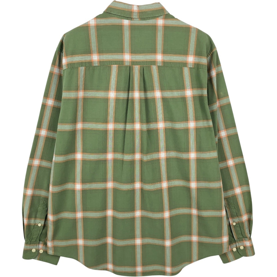 Vintage 90s-00'S Timberland long-sleeved button-down check shirt, men's size L cotton Khaki type Vintage Second Hand