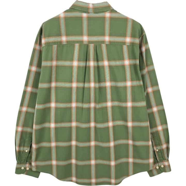 Vintage 90s-00'S Timberland long-sleeved button-down check shirt, men's size L cotton Khaki type Vintage Second Hand