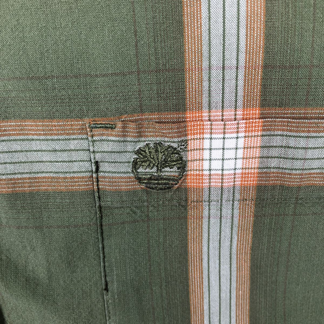 Vintage 90s-00'S Timberland long-sleeved button-down check shirt, men's size L cotton Khaki type Vintage Second Hand