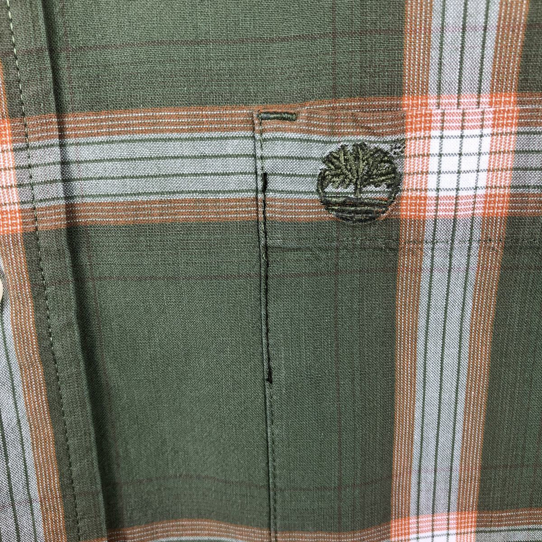 Vintage 90s-00'S Timberland long-sleeved button-down check shirt, men's size L cotton Khaki type Vintage Second Hand