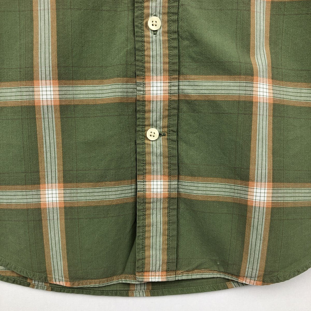 Vintage 90s-00'S Timberland long-sleeved button-down check shirt, men's size L cotton Khaki type Vintage Second Hand