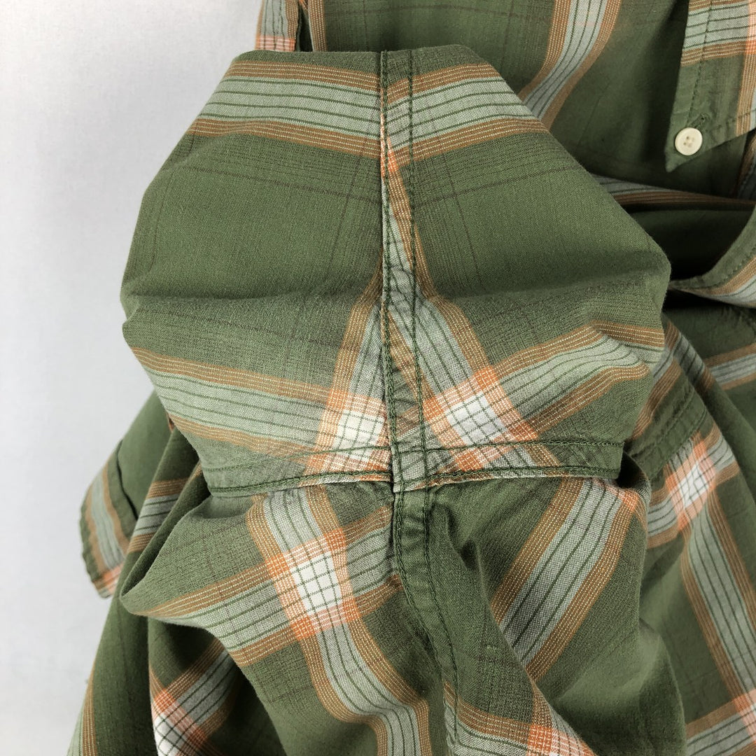 Vintage 90s-00'S Timberland long-sleeved button-down check shirt, men's size L cotton Khaki type Vintage Second Hand
