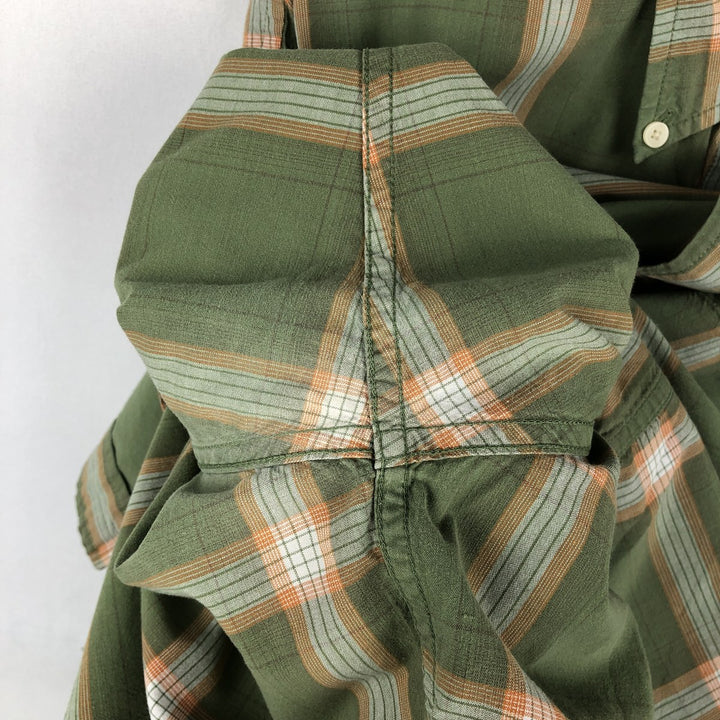 Vintage 90s-00'S Timberland long-sleeved button-down check shirt, men's size L cotton Khaki type Vintage Second Hand