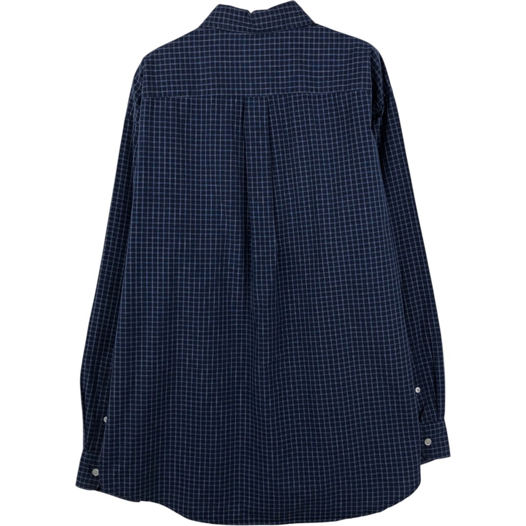 90'S GAP (Old GAP) Long-Sleeve Cotton Check Shirt, Men's Size M (Equivalent), Vintage cotton navy blue type Vintage Second Hand