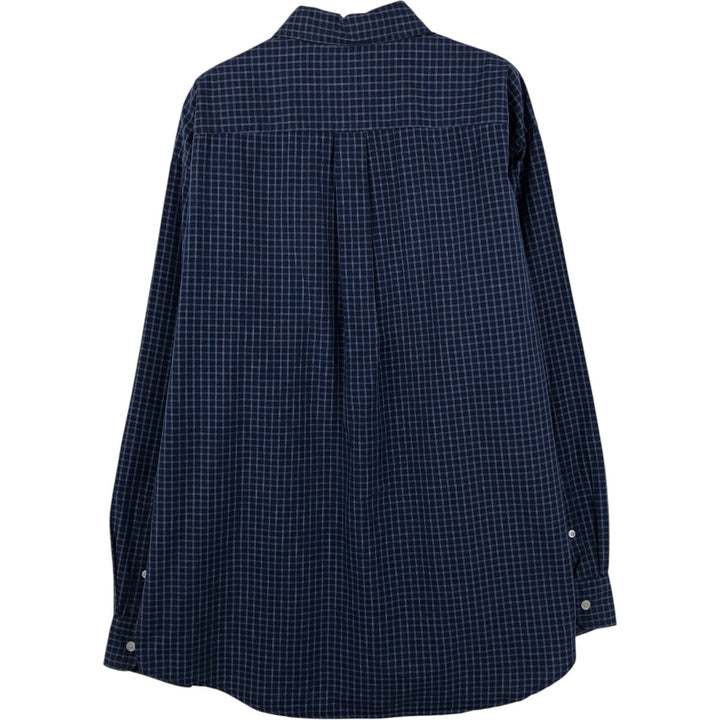 90'S GAP (Old GAP) Long-Sleeve Cotton Check Shirt, Men's Size M (Equivalent), Vintage cotton navy blue type Vintage Second Hand