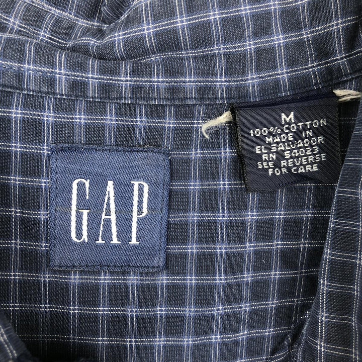 90'S GAP (Old GAP) Long-Sleeve Cotton Check Shirt, Men's Size M (Equivalent), Vintage cotton navy blue type Vintage Second Hand