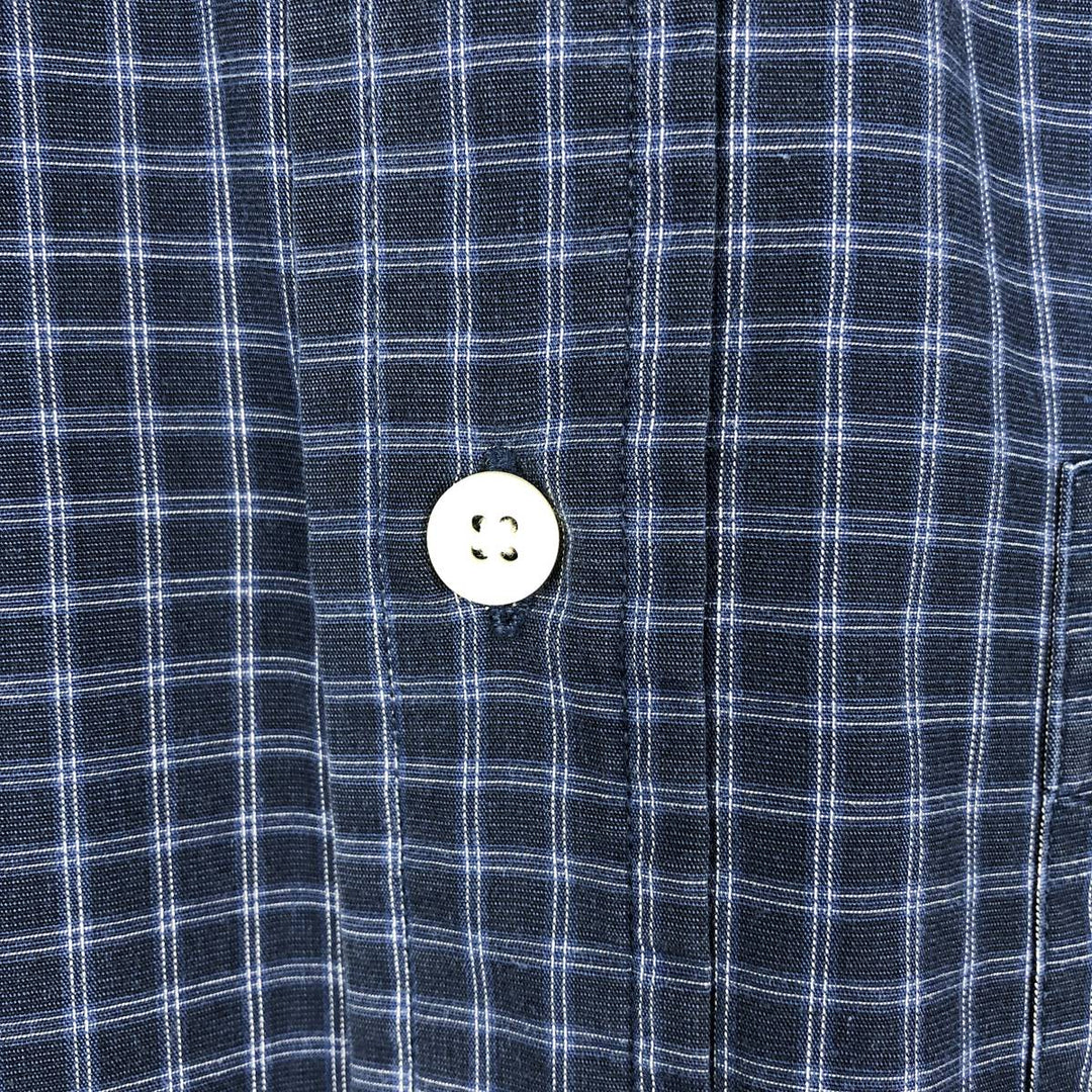 90'S GAP (Old GAP) Long-Sleeve Cotton Check Shirt, Men's Size M (Equivalent), Vintage cotton navy blue type Vintage Second Hand