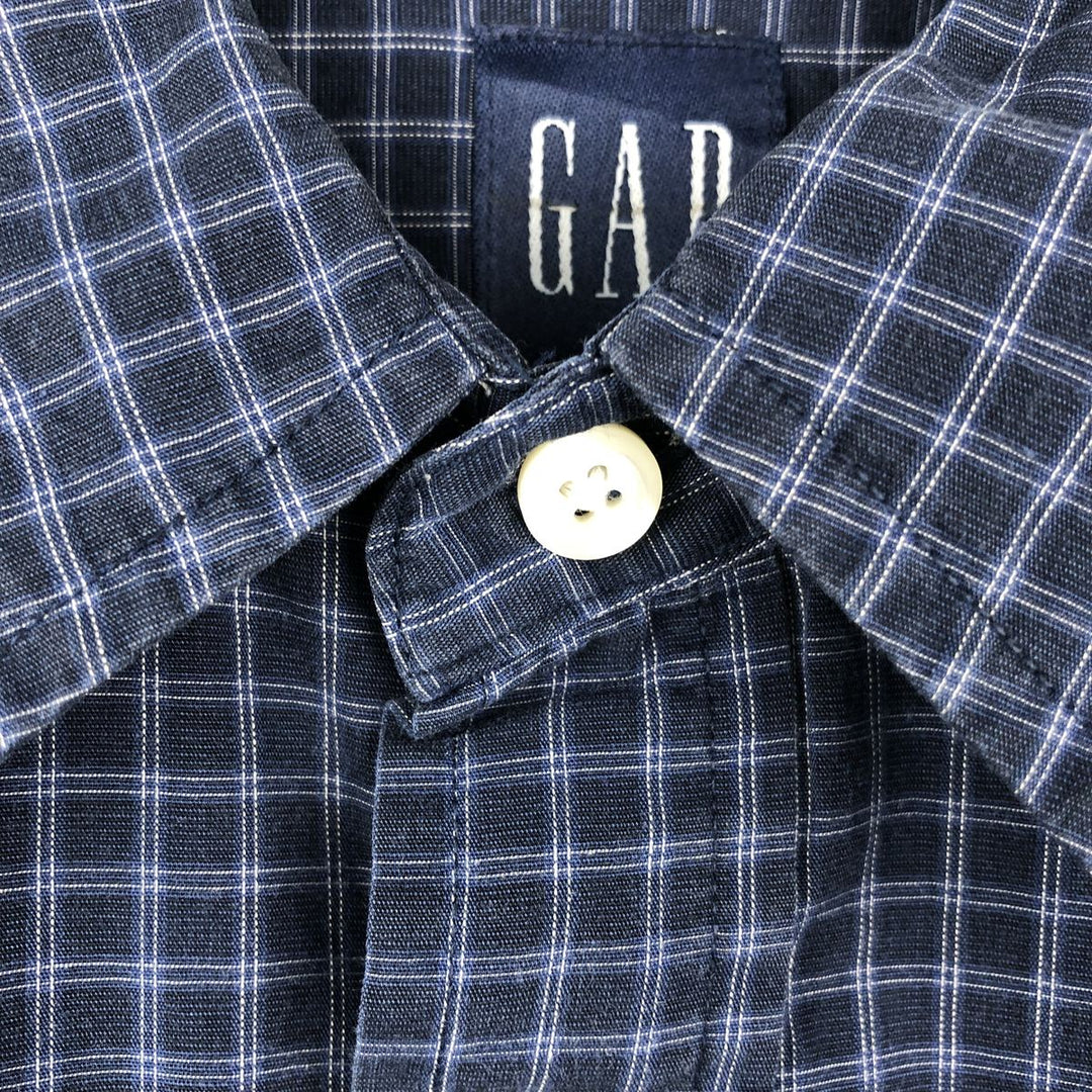 90'S GAP (Old GAP) Long-Sleeve Cotton Check Shirt, Men's Size M (Equivalent), Vintage cotton navy blue type Vintage Second Hand