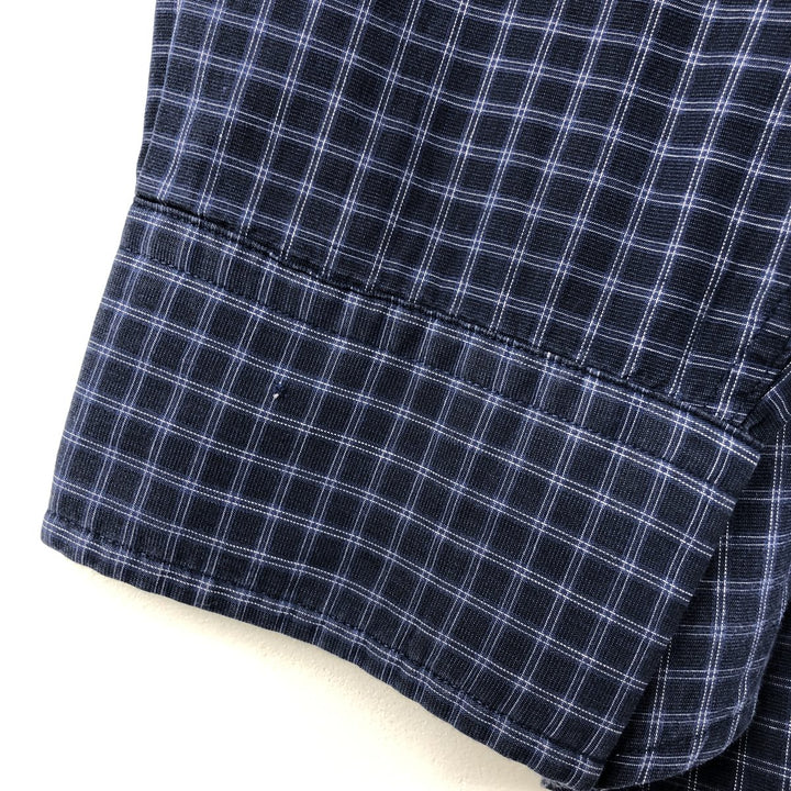 90'S GAP (Old GAP) Long-Sleeve Cotton Check Shirt, Men's Size M (Equivalent), Vintage cotton navy blue type Vintage Second Hand