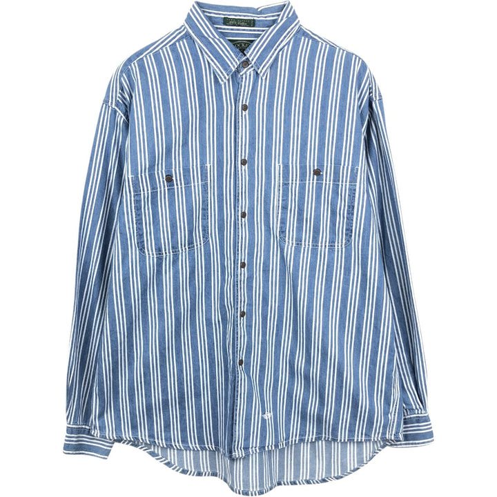 Dockers Multi-Stripe Long-Sleeve Cotton Stripe Shirt, Men's Size L (approx.) cotton blue type Vintage Second Hand